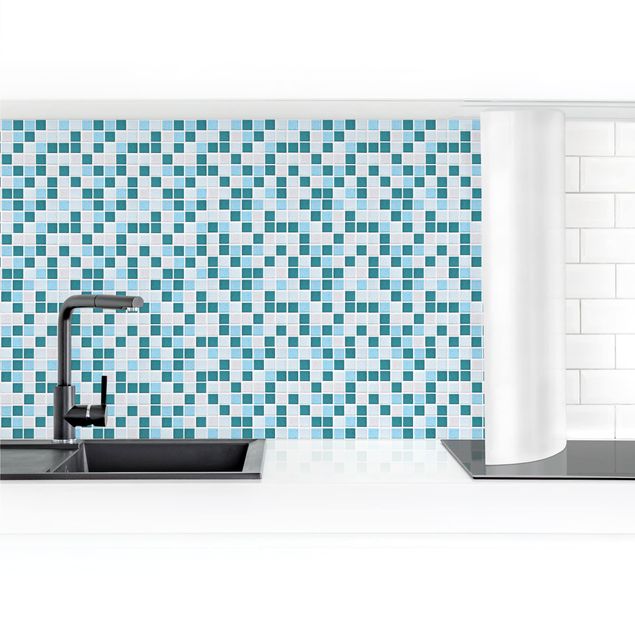 Küchenrückwand selbstklebend Mosaikfliesen Türkis Blau