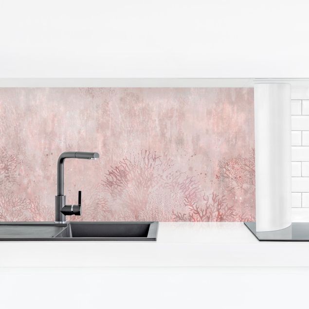 Küchenrückwand selbstklebend Rosa Korallengrund