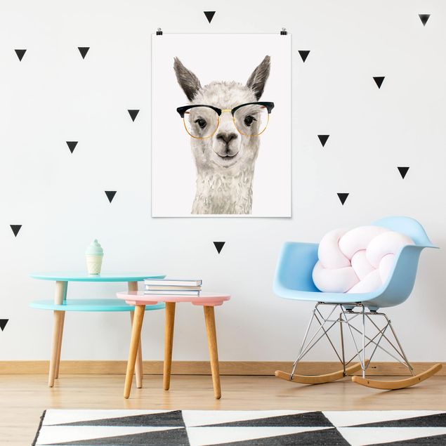 Poster Tiere Hippes Lama mit Brille I