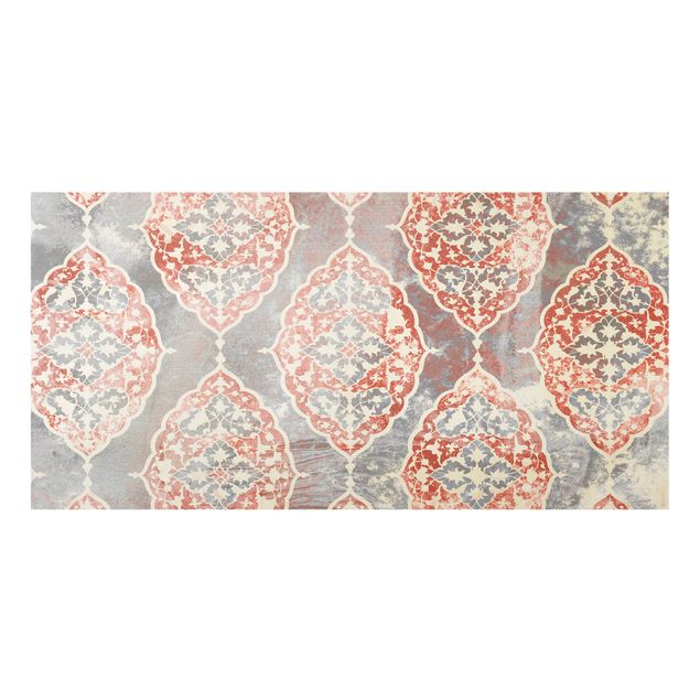 Spritzschutz Glas - Persisches Vintage Muster in Indigo III - Querformat 2:1