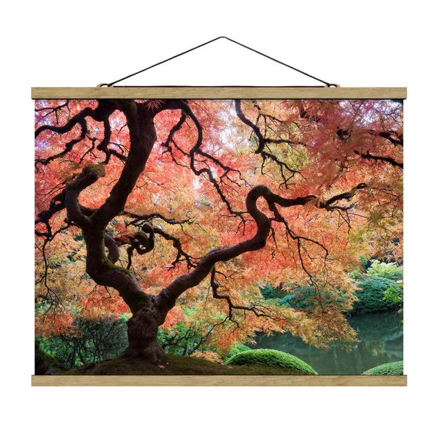 Stoffbild mit Posterleisten - Japanischer Garten - Querformat 4:3