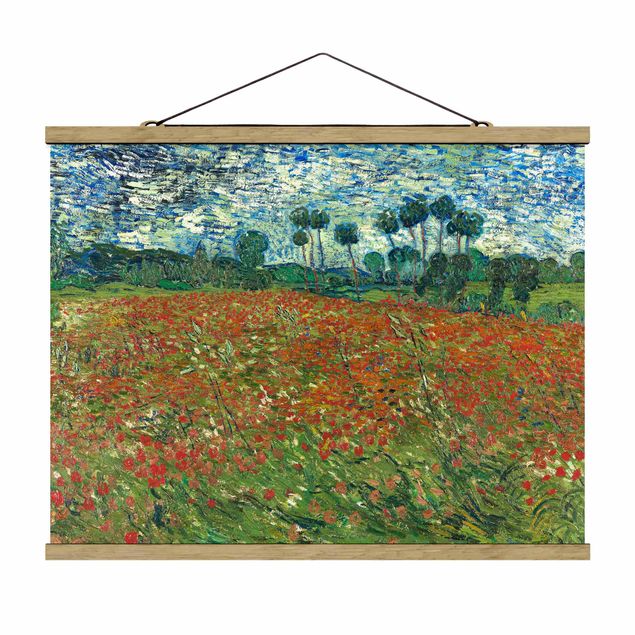 Stoffbilder mit Posterleisten Vincent van Gogh - Mohnfeld