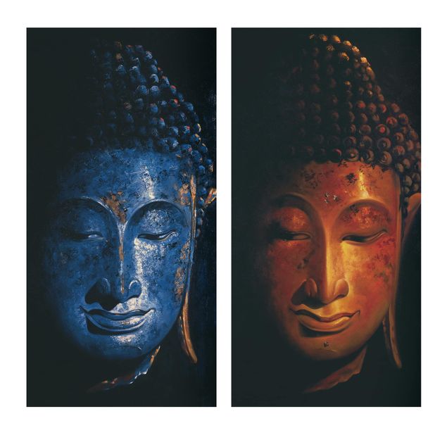 Leinwandbild 2-teilig - Delhi und Madras Buddha - Hoch 1:2