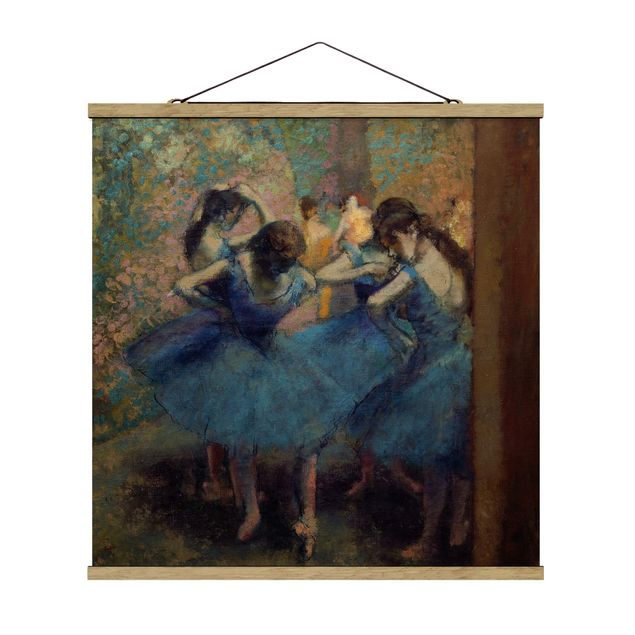 Stoffbilder mit Posterleisten Edgar Degas - Blaue Tänzerinnen