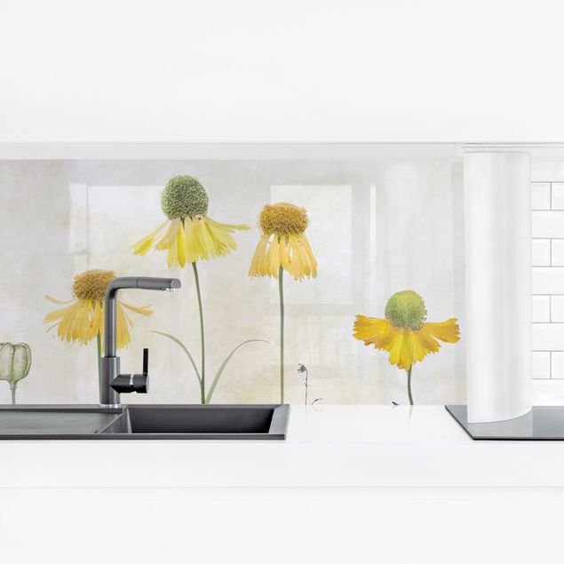 Spritzschutz Küche ohne bohren Zarte Helenium Blüten
