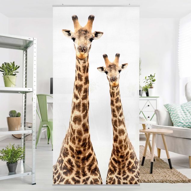 Vorhang Raumtrenner Portrait zweier Giraffen