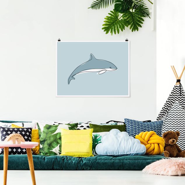 Tiere Poster Delfin Line Art