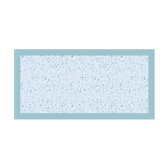 Blauer Teppich Detailliertes Terrazzo Muster Genua mit Rahmen