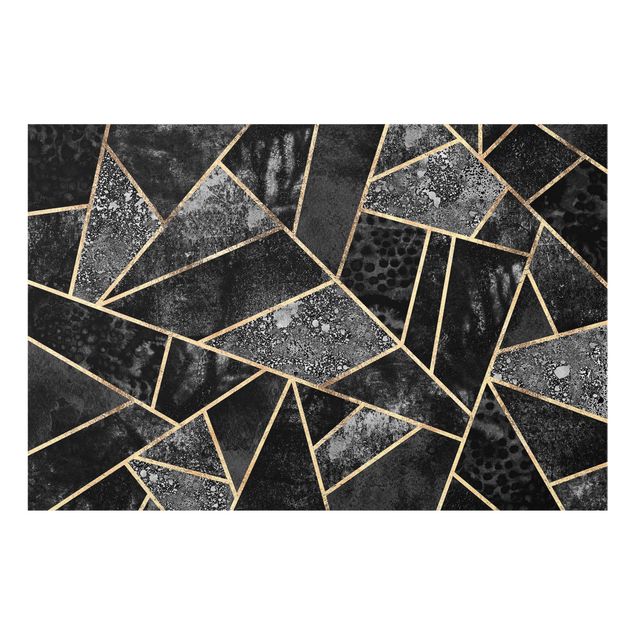 Spritzschutz Glas - Graue Dreiecke Gold - Querformat - 3:2