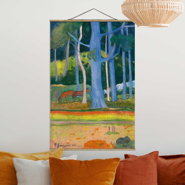Stoffbild mit Posterleisten - Paul Gauguin - Waldlandschaft - Hochformat 2:3