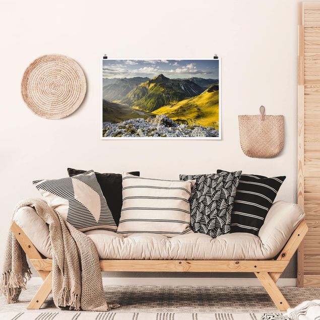 Poster - Berge und Tal der Lechtaler Alpen in Tirol - Querformat 2:3