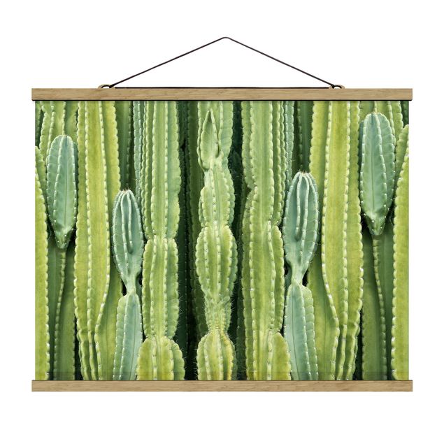 Stoffbild mit Posterleisten - Kaktus Wand - Querformat 4:3