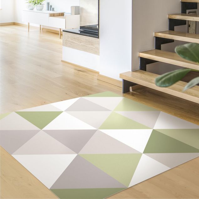 Teppich modern Geometrisches Muster gekippte Dreiecke Grün
