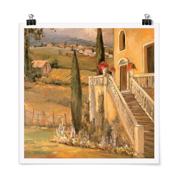Moderne Poster Italienische Landschaft - Haustreppe