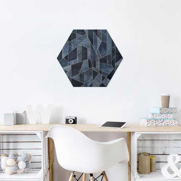 Hexagon Bild Forex - Blaue Geometrie Aquarell