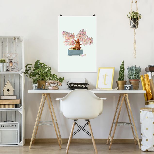 Poster Blumen Bonsai mit Marshmallows