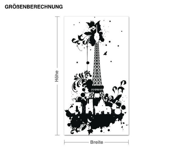 Wandtattoo Uhr Eiffelturm