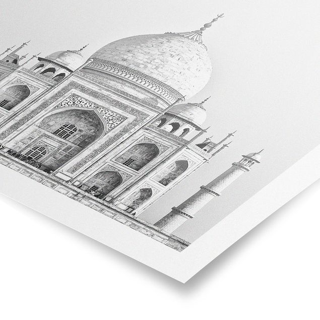 Poster - Taj Mahal in Grau - Quadrat 1:1
