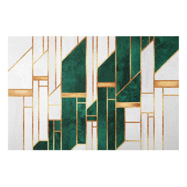 Alu-Dibond - Emerald und Gold Geometrie - Hochformat