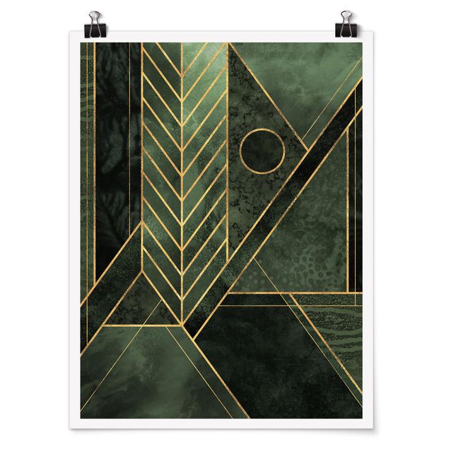 Elisabeth Fredriksson Poster Geometrische Formen Smaragd Gold