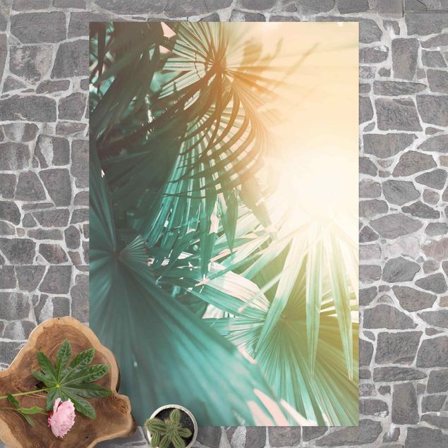 Teppich für Balkon Tropische Pflanzen Palmen bei Sonnenuntergang