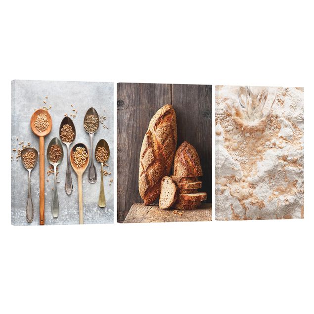 Leinwandbild 3-teilig - Brot backen - Hoch 2:3