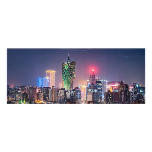 Spritzschutz Glas - Nachtlichter von Macau - Panorama 5:2