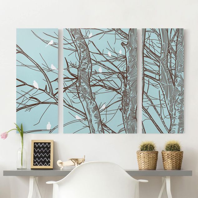 Leinwandbilder Vögel Winterbäume