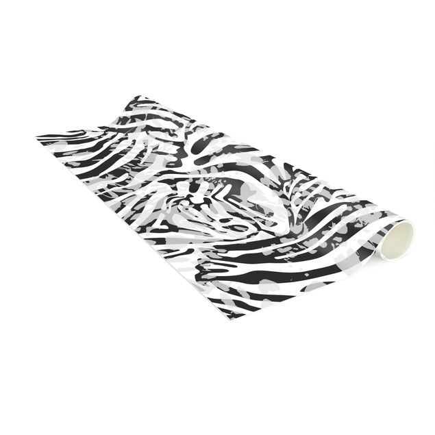 Moderne Teppiche Zebramuster in Grautönen