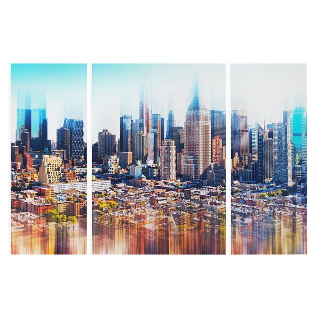 Leinwandbild 3-teilig - Manhattan Skyline Urban Stretch - Triptychon
