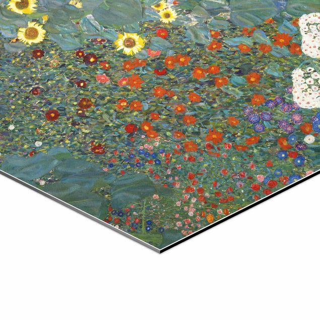 Hexagon Bild Alu-Dibond 2-teilig - Gustav Klimt - Im grünen Garten