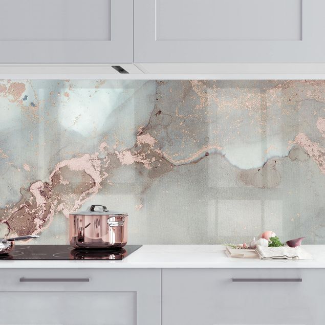 Platte Küchenrückwand Farbexperimente Marmor Pastell und Gold