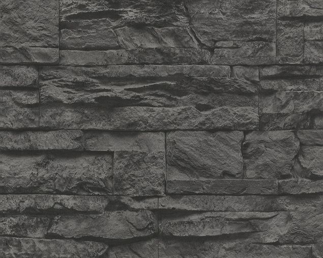 Steinwand Tapete A.S. Création Best of Wood`n Stone 2nd Edition in Grau Schwarz - 707123