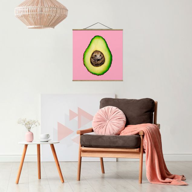 Stoffbilder mit Posterleisten Avocado mit Igel