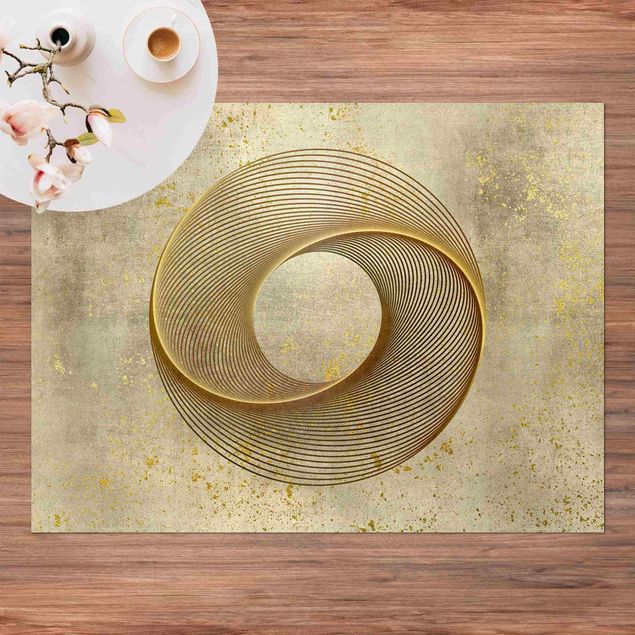 Teppich Balkon Line Art Kreisspirale Gold