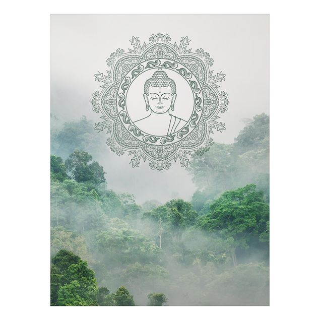 Alu-Dibond - Buddha Mandala im Nebel - Querformat