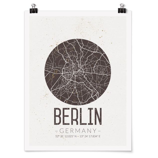 Poster - Stadtplan Berlin - Retro - Hochformat 3:4
