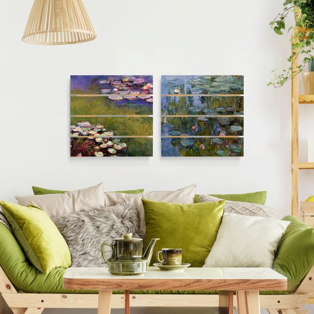 Holzbild 2-teilig - Claude Monet - Seerosen Set - Quadrate 1:1