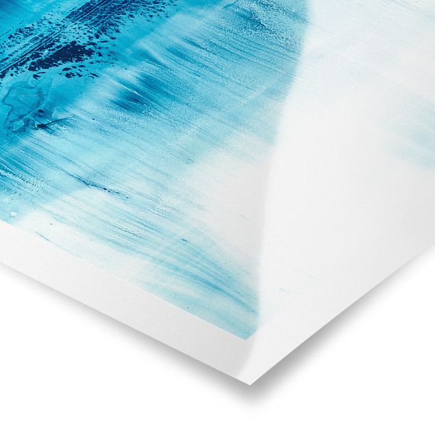 Poster - Blaue Strömung II - Panorama Querformat