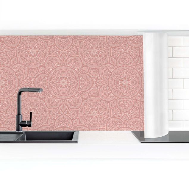 Küchenrückwand selbstklebend Große Mandala Muster in Altrosa II