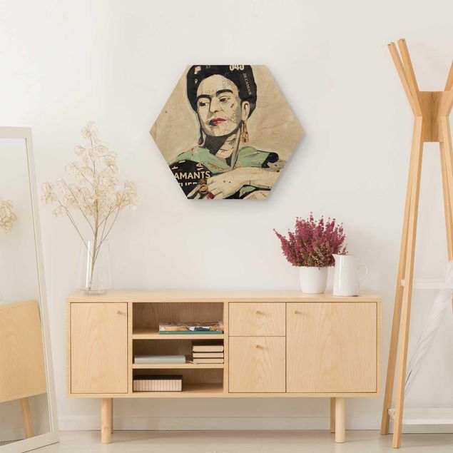 Wandbild Holz Frida Kahlo - Collage No.4