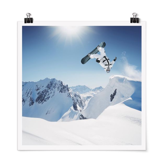 Wandbilder Fliegender Snowboarder