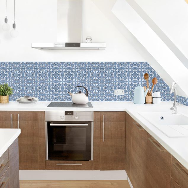 Wandpaneele Küche Fliesenmuster Faro blau