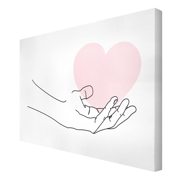 Leinwandbild - Hand mit Herz Line Art - Querformat 2:3