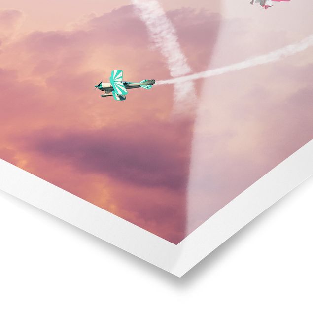 Poster - Jonas Loose - Herz mit Flugzeugen - Hochformat 4:3