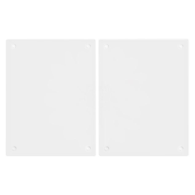Herdabdeckplatte Glas - Dahlie Weiß Taupe Pastel Zentriert - 52x80cm