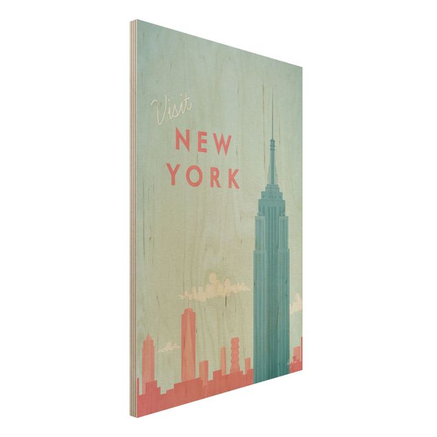 Holzbilder Syklines Reiseposter - New York