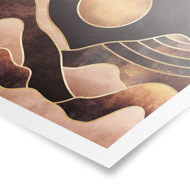 Wandbilder Goldene Sonne abstrakte Berge