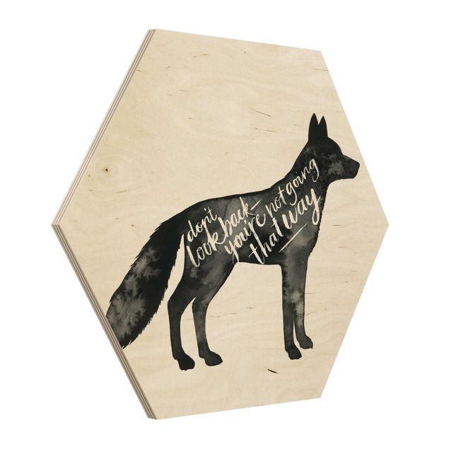 Hexagon Bild Holz - Tiere mit Weisheit - Fuchs