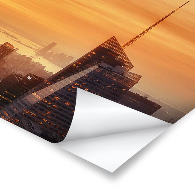 Poster - Manhattan Skyline Abendstimmung - Panorama Querformat